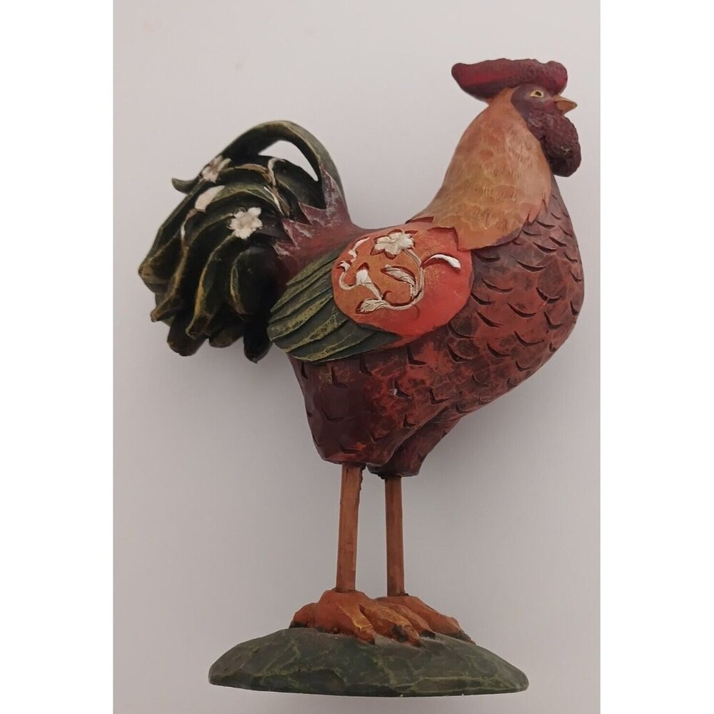 Vintage Rooster Bird 6" Tall Colorful Exquisite Rustic Mixed Materials